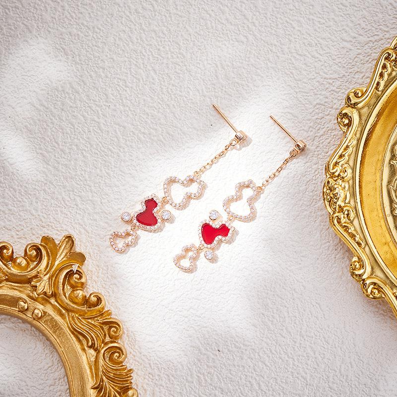 Guochaofeng Fritillary Onyx Fulu Gourd Stud Earrings Versatile Earrings Earrings Earrings Jewelry