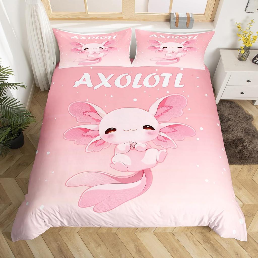 Ocean Sealife Duvet Cover Full Sizecartoon Salamander Comforter Cover Boys Girls Teens Bedspread Cover 3Pcs With 2 Pillowcases