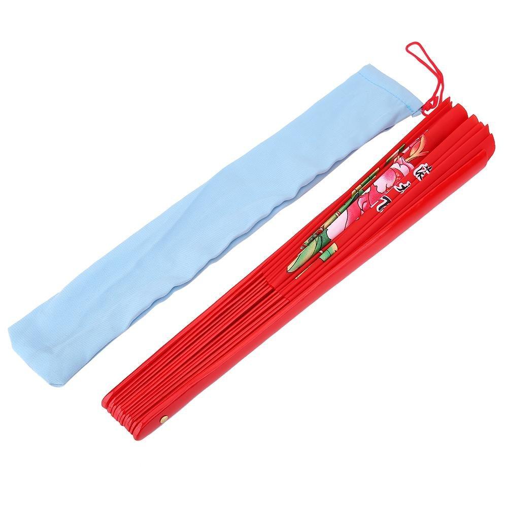 Folding Fan, Chinese Style, for Kung Fu, Tai Chi, and Dance, Easy to Open and Close, Folding Fan, Decorative Gift, Includes Fan Bag (Red)