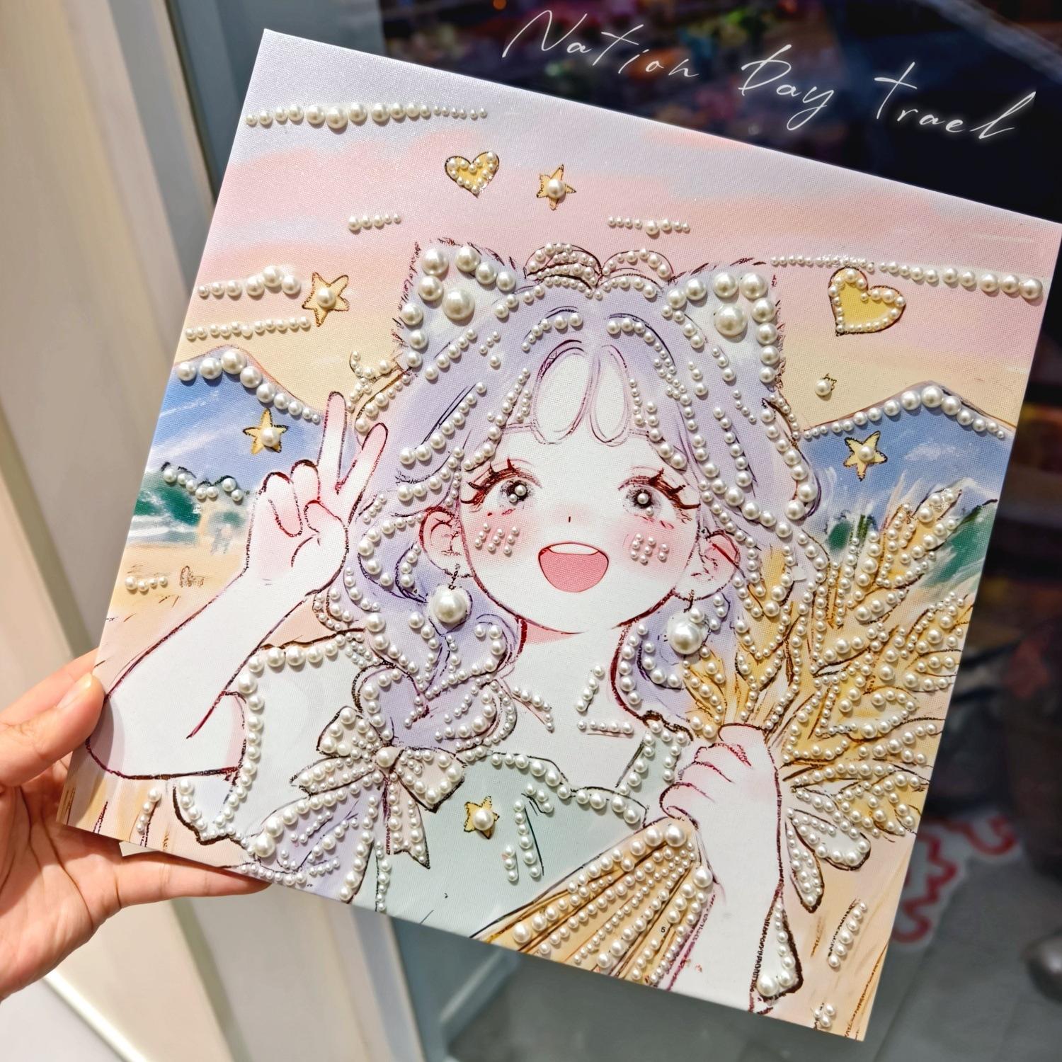 30 * 30 Self-Adhesive Pearl Painting Diy Pearl Painting Material Package Decorative Painting Hand Shop Stall To Give Away 57b [30* 30cm complete tool and material package]