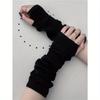 Women Solid Color Sun Block Fingerless Wrist Length Driving Gloves Cold Gloves