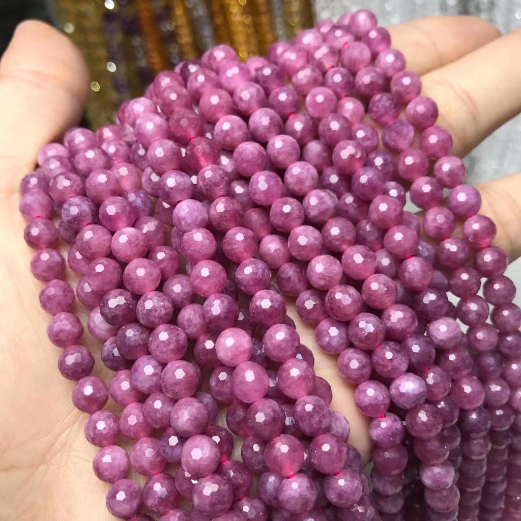 Natural Pink Tourmaline 6mm Faceted 128-Facet Football Cut Beads Strand