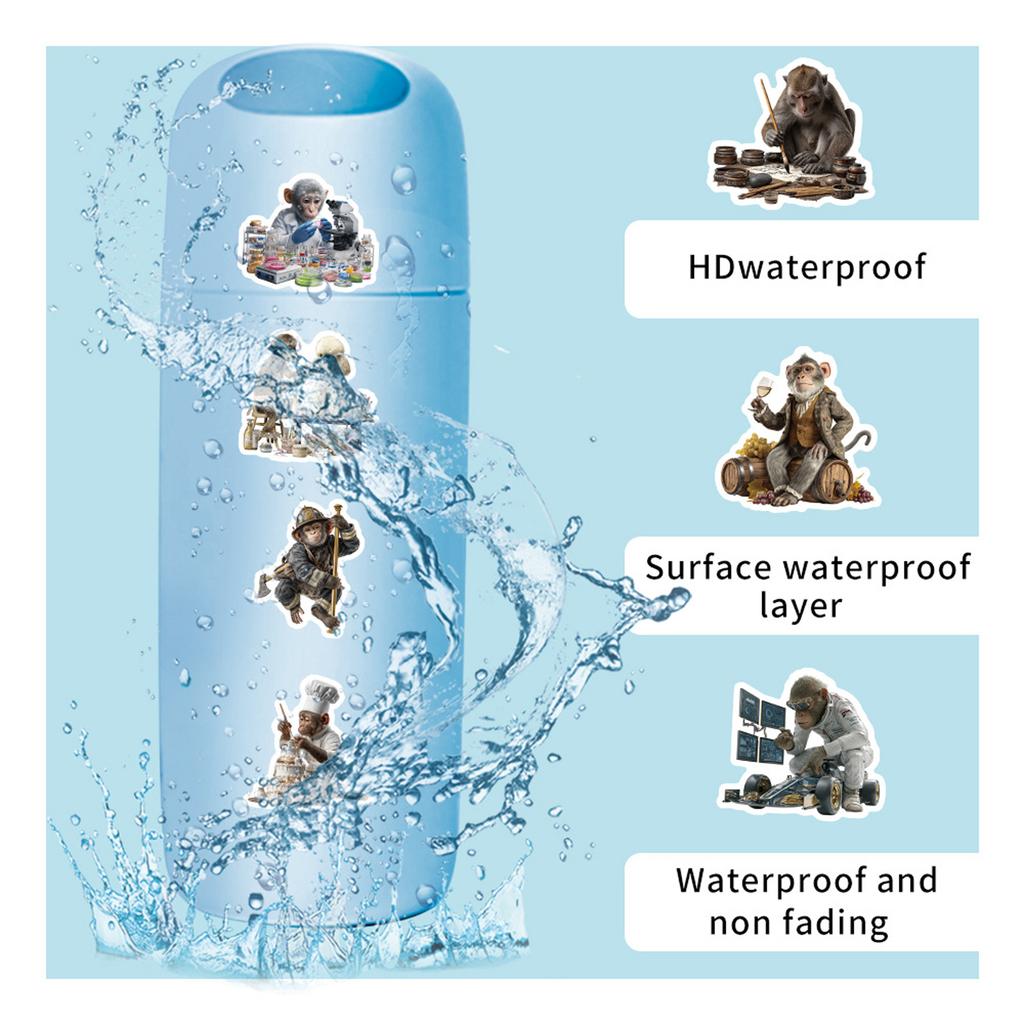 50-piece Cartoon Monkey Sticker Cards, Perfect For Rewarding Kids, Decorating Notebooks, Or Personalizing Items.