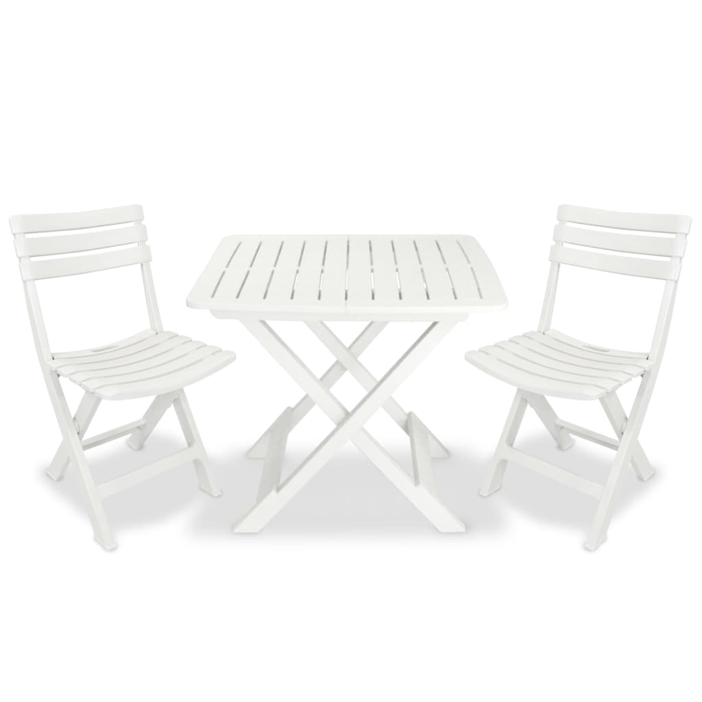3 Piece Foldable Bistro Set Plastic White
