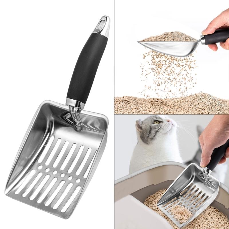 Cats Litter Scooper with Deep Shovel Metal Scoops Hollowed Poops Sifting Metal Handle