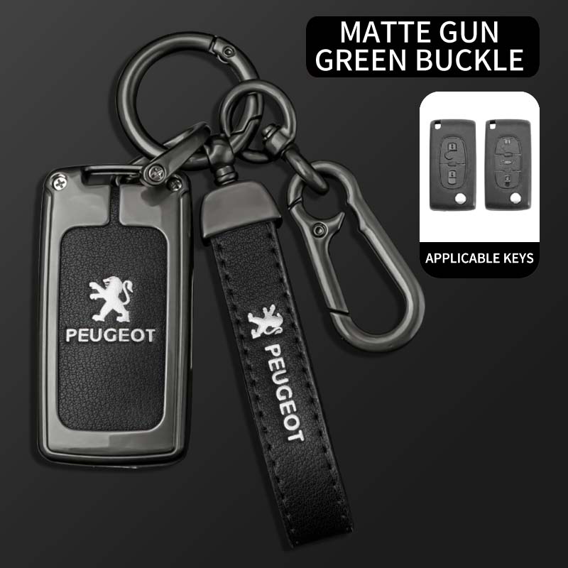 Zine Alloy Car Key Case Key Bag Shell Cover Protector Fob For Peugeot 107 307 308 407 607 3008 5008 Keychain Styling Accessories