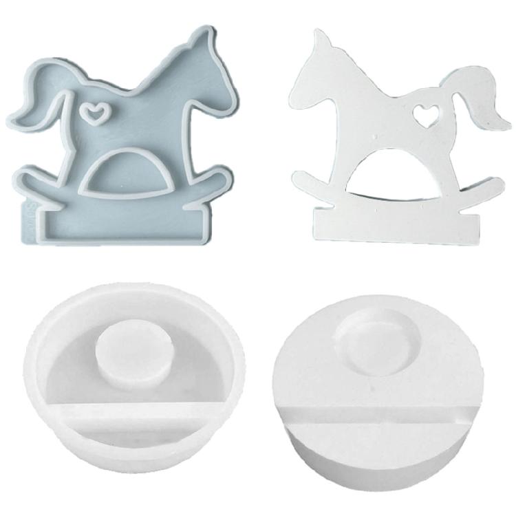 Hearts Horse Candlesticks Silicone Molds Cute Horse Candle Holder Resins Molds