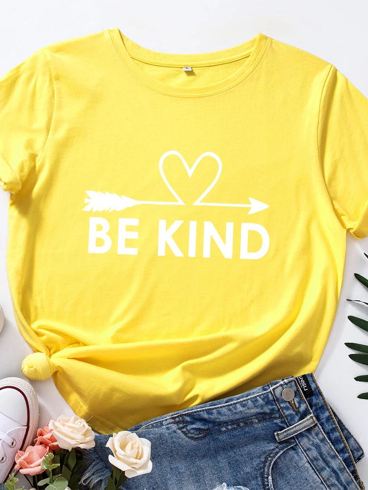 Be Kind Heart Print T Shirt Women Short Sleeve O Neck Loose Tshirt Summer Women Causal Tee Shirt Tops Camisetas Mujer