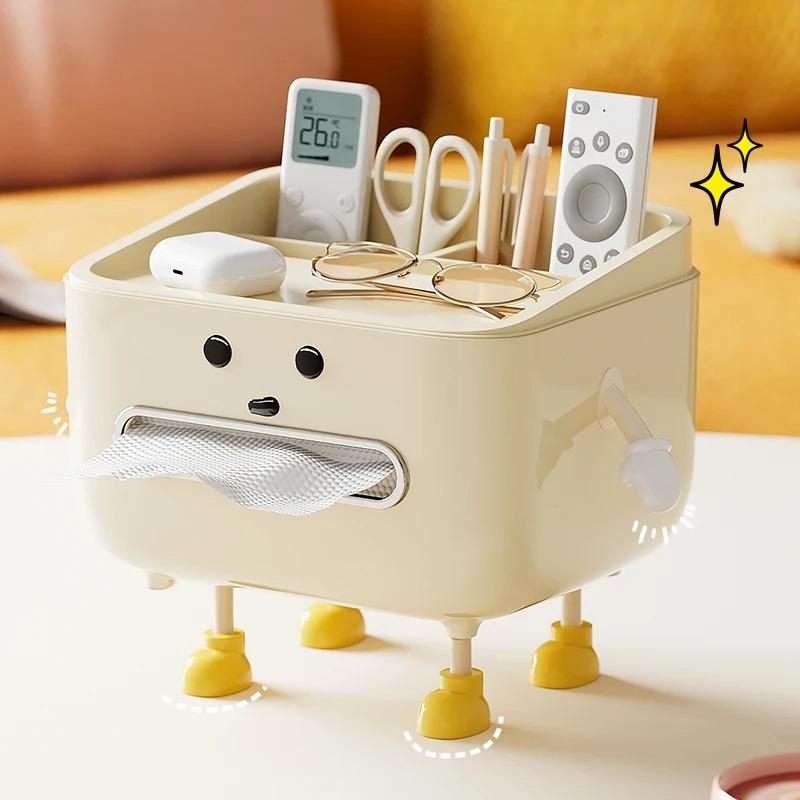 1pc Desktop Tissue Box for Home Living Room Bedroom Bedside Multifunctional Student Dormitory Cute and Safe Material