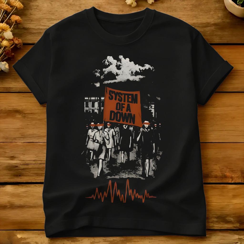 Systemofadown Banner Marches Tshirt Summer Streetwear Tshirts Cotton Hippie Tee Shirt For Unisexs Casual Tops