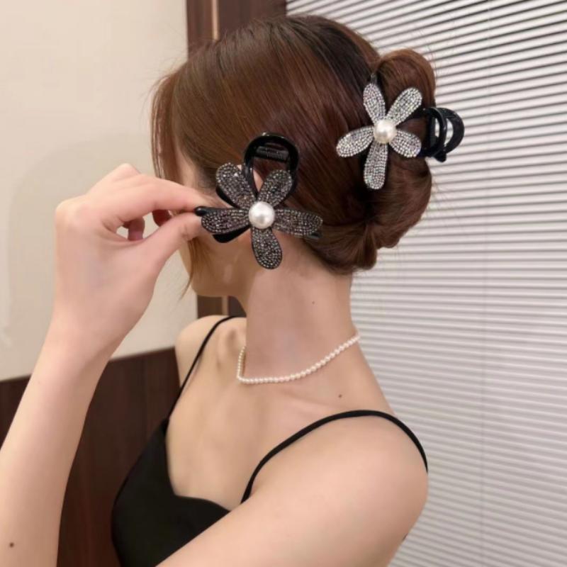 Retro Gradient Beaded Hair Claw Women's Geometric Plastic Hairpin Clip Fashion Everything Hair Clip Hair Accessories