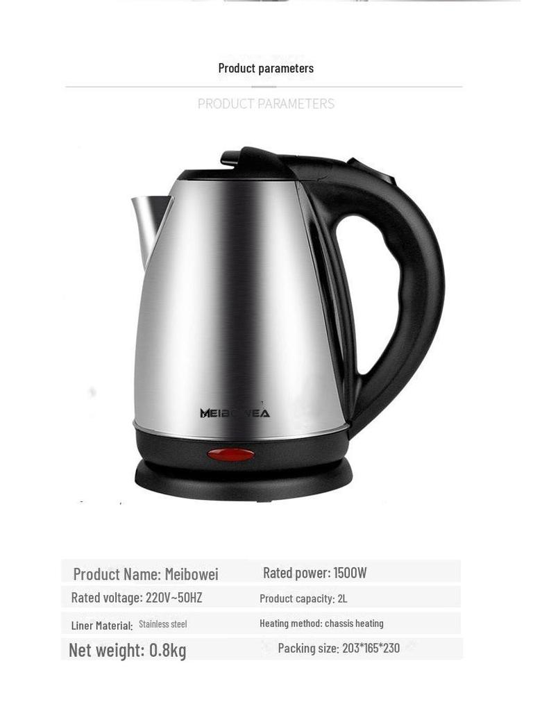 304 Stainless Steel Electric Kettle with Auto Shut-Off, British and European Standard