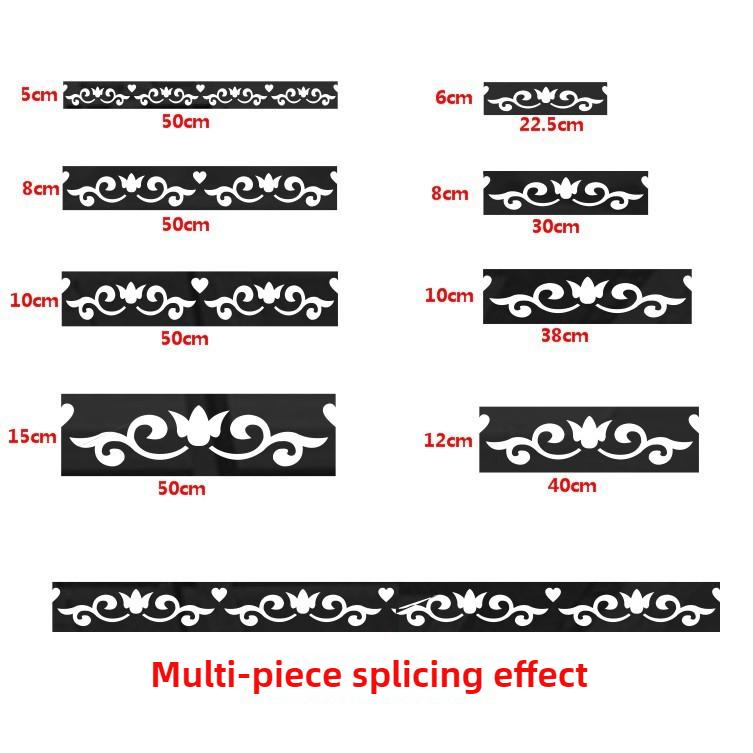 Self Adhesive Wallpaper Border, Acrylic 3D Mirror Effect Peel and Stick Wall Decor for TV Feature Wall, Living Room