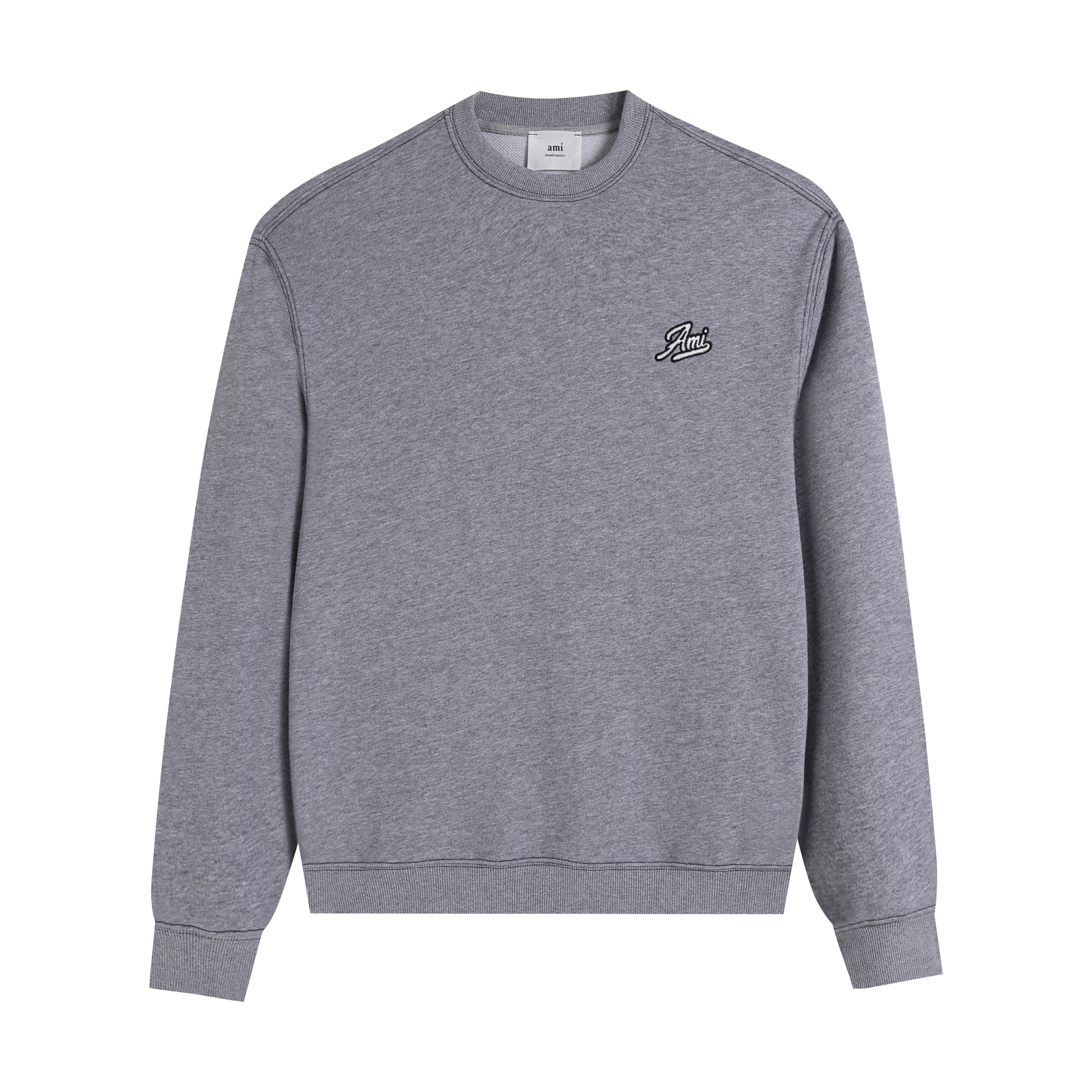 

AMI 2025 Autumn and Winter New Letter Embroidery High-quality Cotton Round Neck Hoodie Couple Pullover XL