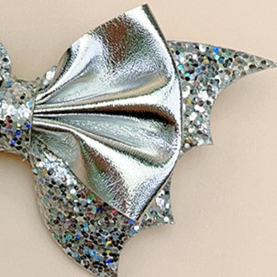 2/6Pcs Halloween Hair Clips Bat Wing Design Shiny Hairpin Women