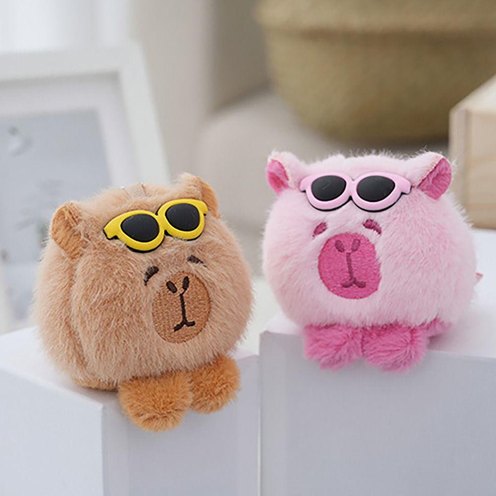 

Cute Toy Capybara Bag Pendant Bow Fruit Capybara Headgear Capybara Doll Birthday Gift A-PINK