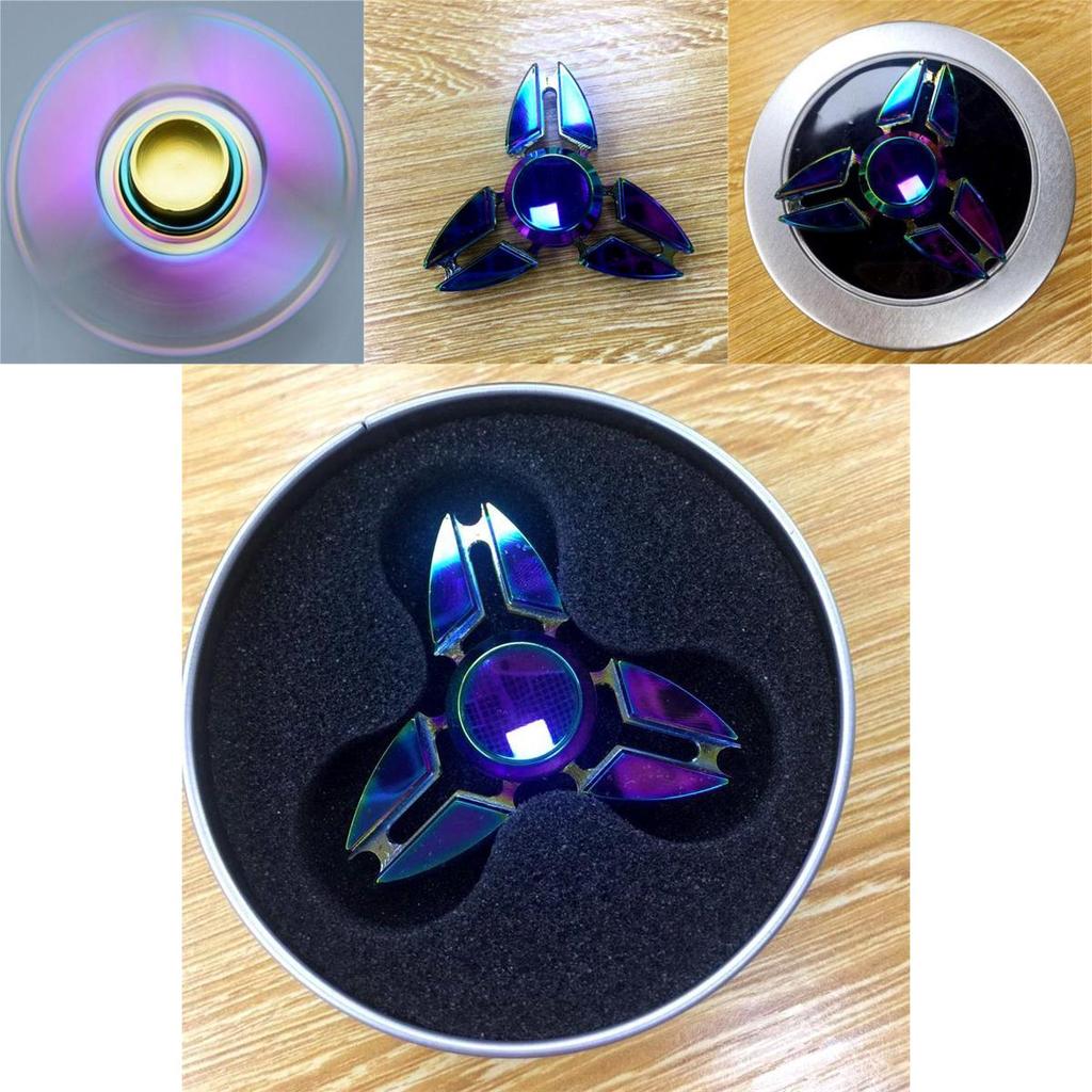 Luxurious Rainbow Alloy Fidget Hand Spinner For Stress Relief And Focus Enhancement