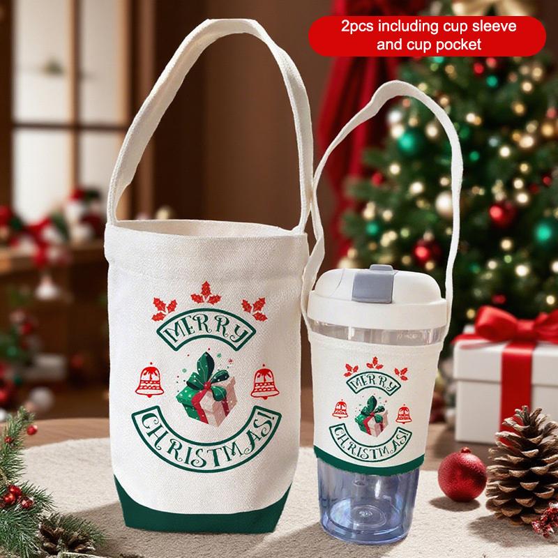 New Christmas Milk Tea Cup Cover Office Portable Mobile Coffee Cup Student Thermos Cup Protective Cover Universal