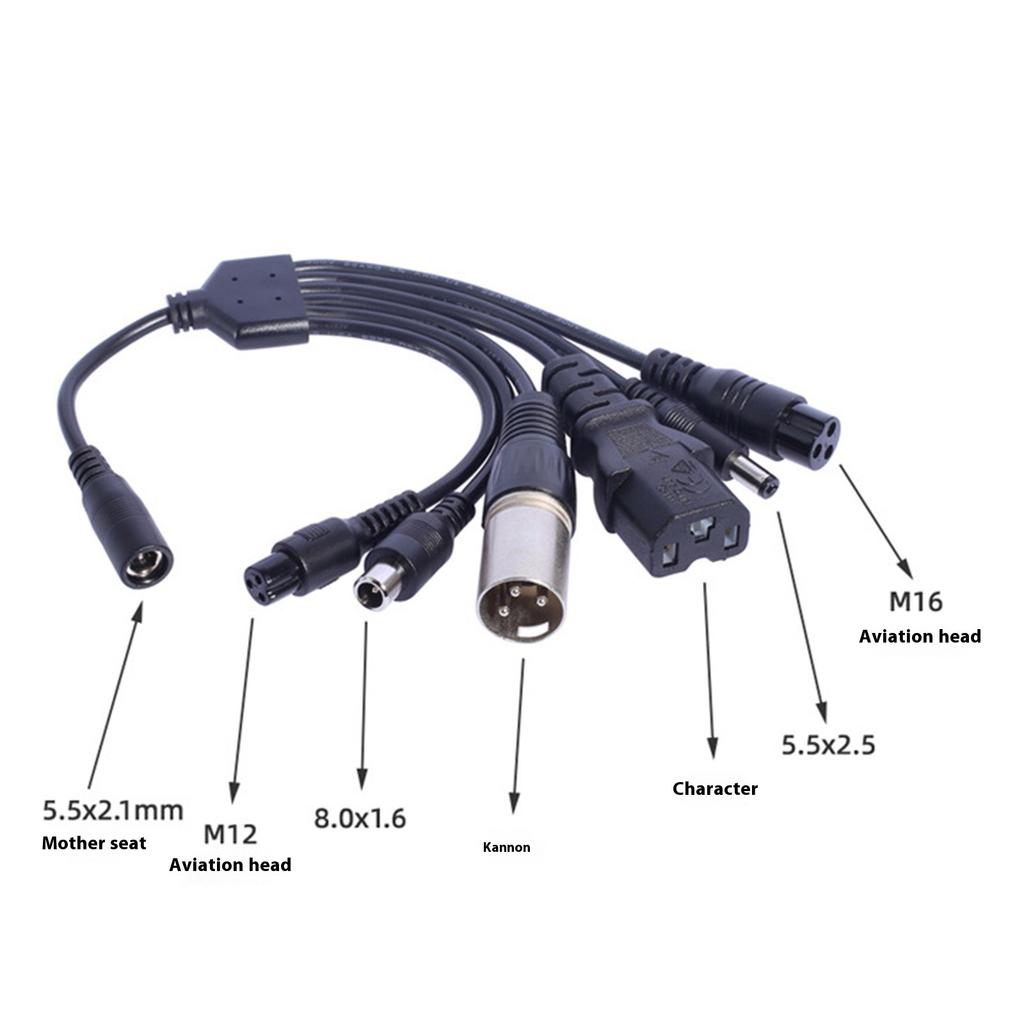 Professional 5.5x2.1mm Female Connectors Adapter Cable Extender Wire Converting to 5525/8016/C13/XLR/M16/12 Output