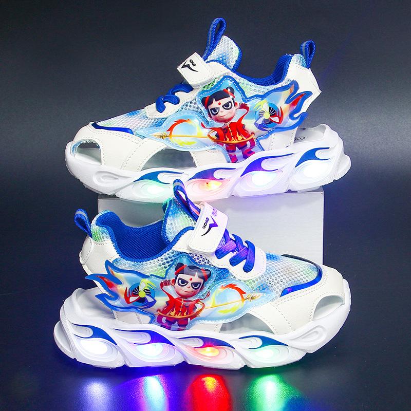Nezha boys  sports sandals, new summer model, mesh breathable children s shoes, boys  soft-soled closed-toe sandals 23Inner Length14.4centime синий