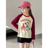 Korean Style Brand Children's Clothing Long-Sleeve T-Shirt for Older Children, Girls, Young Adults, Cartoon Student Pure Cotton Base Shirt Ins
