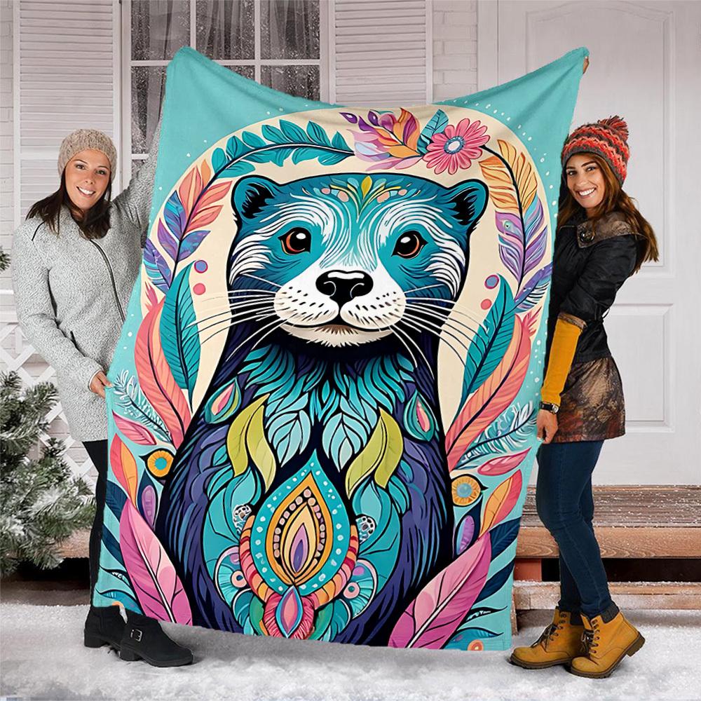 1pc Otter Mandala Art Outdoor Blanket, Soft And Comfortable Blanket, Casual Warm Outdoor Blanket, Good Birthday Gift yy251201183