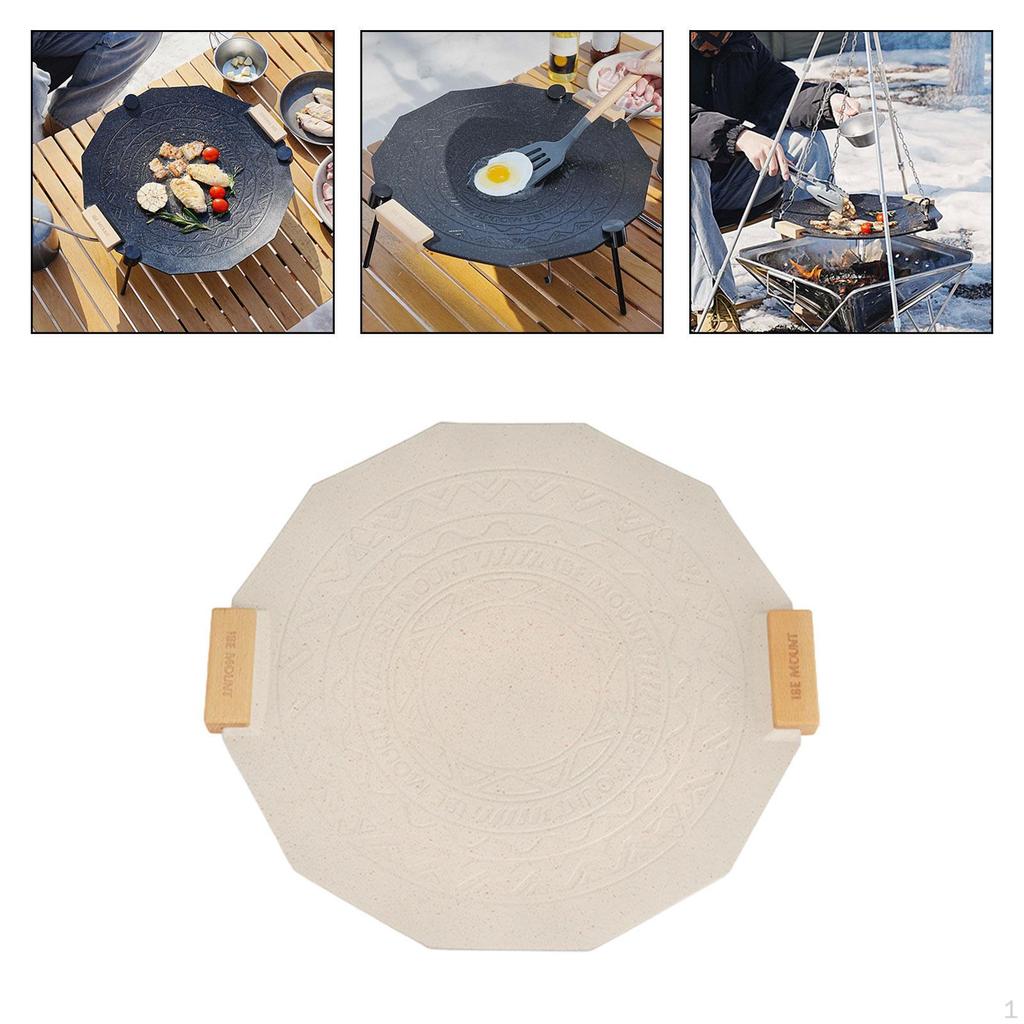 BBQ Grill Cooking Pan 16 In Cookware Removable Wood Handles Aluminum Alloy Tray Barbecue Plate for