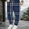 Men s Plus Size Black Grey Plaid Printed Drawstring Waist Cuffed Ankle Jogger Pants
