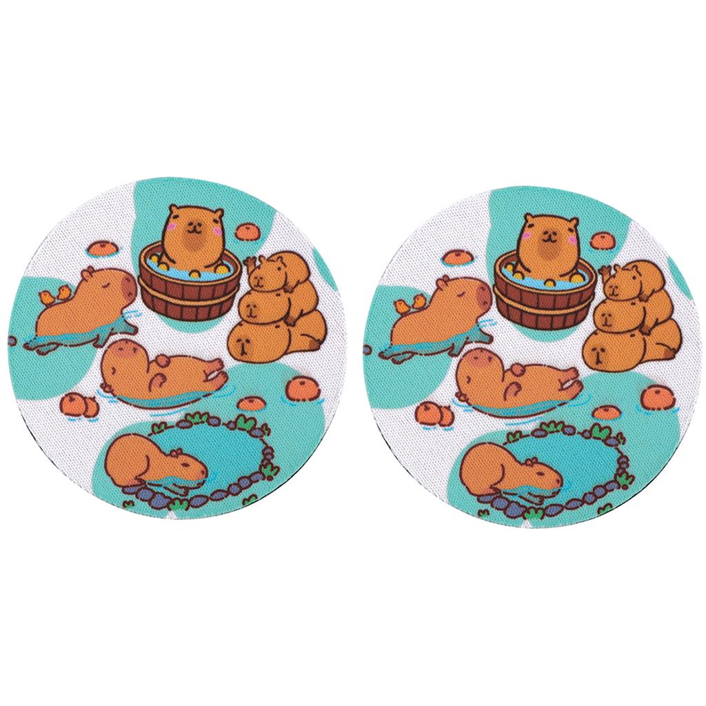 2pcs Cute Animals Car Coaster Anti-Slip Durable Universal Coasters Water Cup Groove Pad Car Interior Decoration Supplies