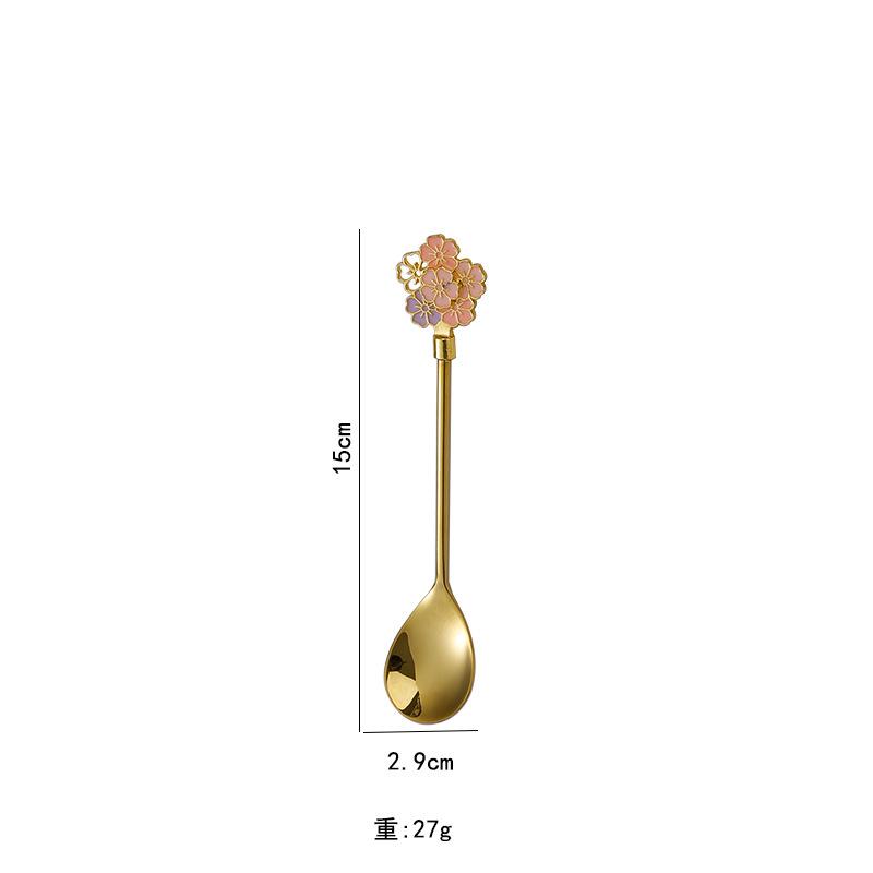 Creative 304 Stainless Steel Spoon Cherry Blossoms Spoon Coffee Dessert Spoon Christmas Gifts Tableware Decoration Tea Spoon