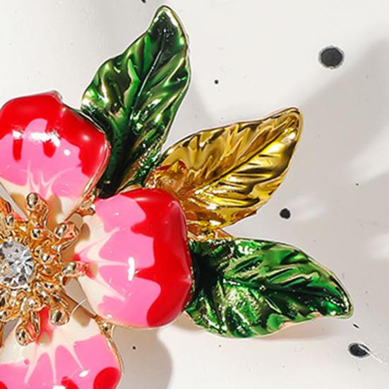 Women Brooch Enamel Flower Dripping Oil Anti-slip Wear-resistant Suit Coat Collar Hat Scarf Decoration Clothes Pin Prom Party Garment Jewelry