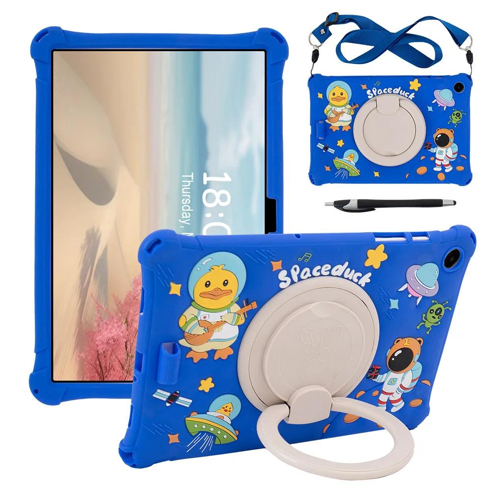 Kindercartoonhoes Voor Samsung Galaxy Tab A9 Plus 11 inch SM-X210 SM-X216 SM-X218 360 Rotatie Standaard Handvat Cover Met Riem Tab A9 Plus 11 2023 marineblauwe kleur