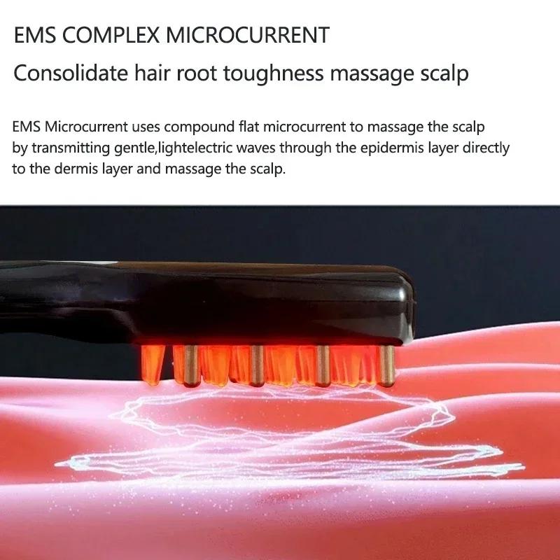 Pente Massageador Elétrico para Couro Cabeludo Luz Vermelha Azul Terapia Led Ems Escova de Massagem Gerador de Cabelo Medicinal Anti-Queda de Cabelo