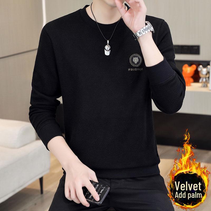 Men's Velvet Slim-Fit Long-Sleeve Sweatshirt for Spring & Autumn