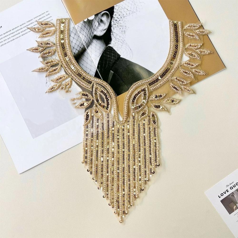Apparel Accessories Luxury Beads Applique Fashion Elegant Embroidery Applique Handmade Delicate Applique Patches Women Clothes
