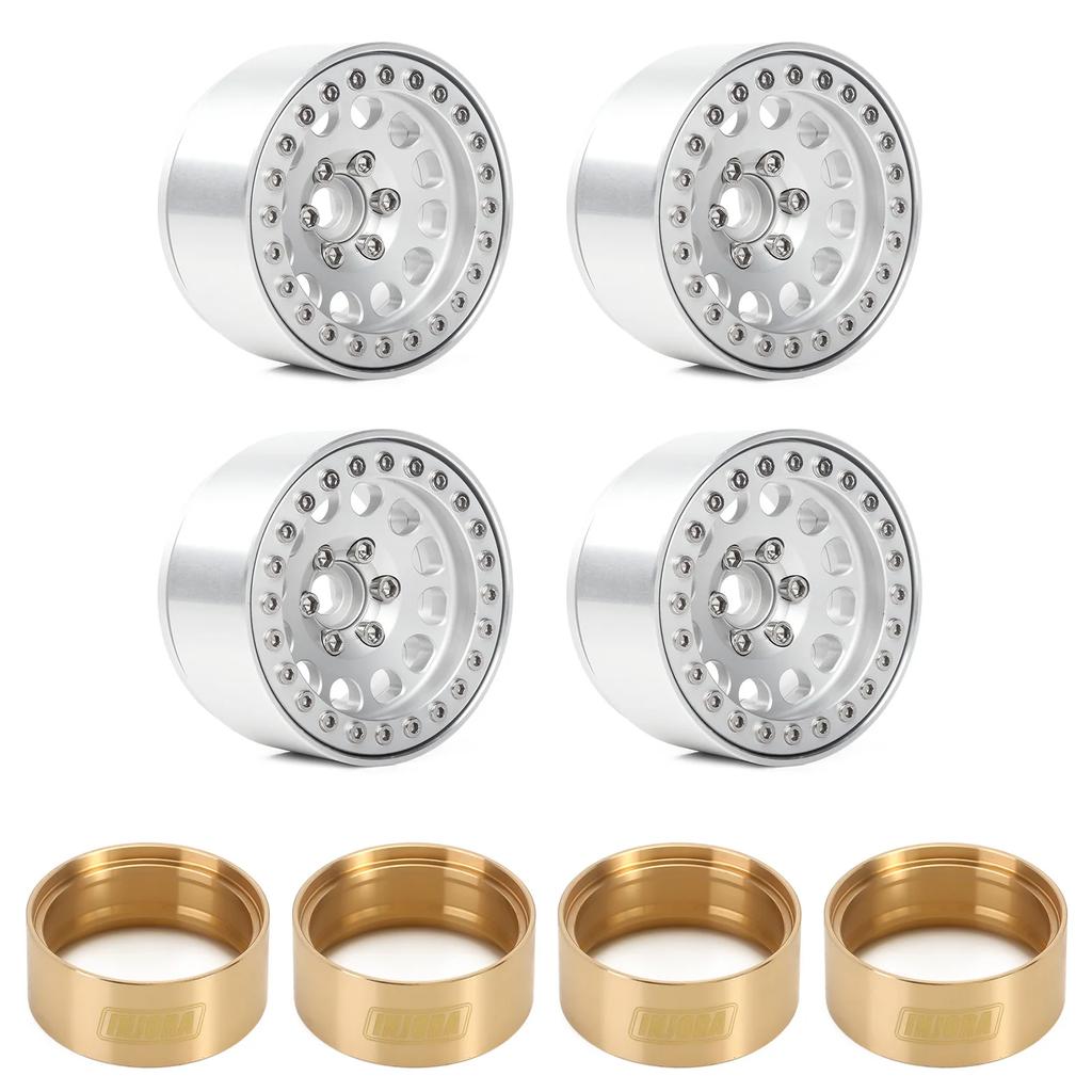 Injora 4Pcs Cnc Aluminum Alloy 1.9 Beadlock Wheel Rim For 1/10 Rc Crawler Car Axial Scx10 90046 Axi03007 Trx4 Vs4-10 Redcat Gen8