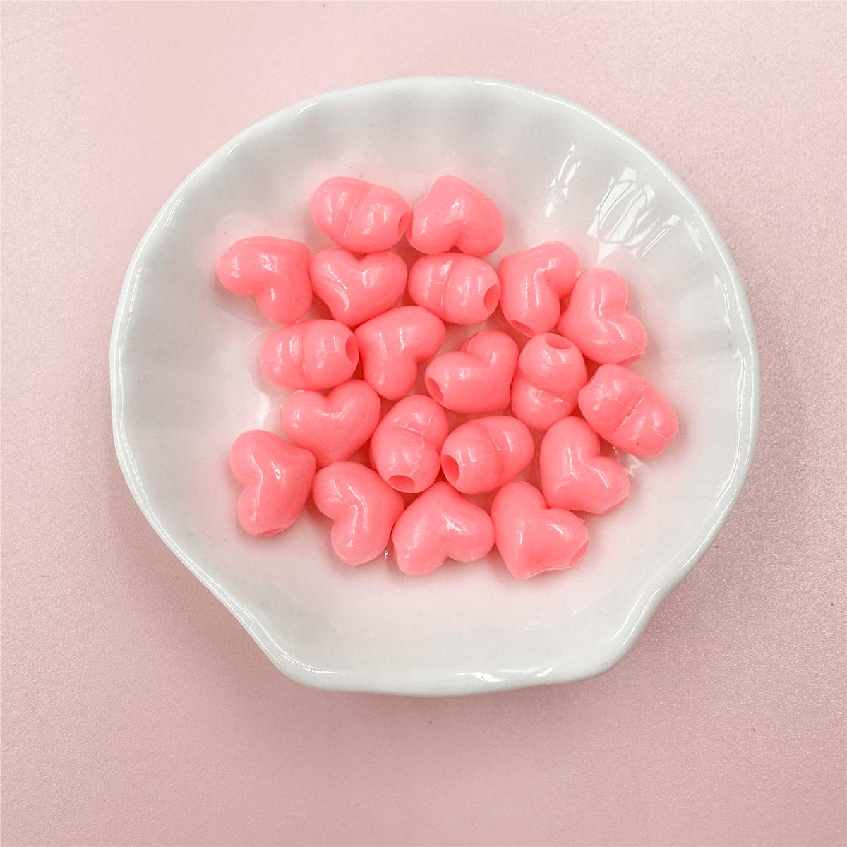 

20 шт., однотонные браслеты из материала ручной работы, аксессуары для изготовления ювелирных изделий, модное сердце, сделай сам, свободные бусины, ожерелье, акрил 10*11,5 мм темно-розовый