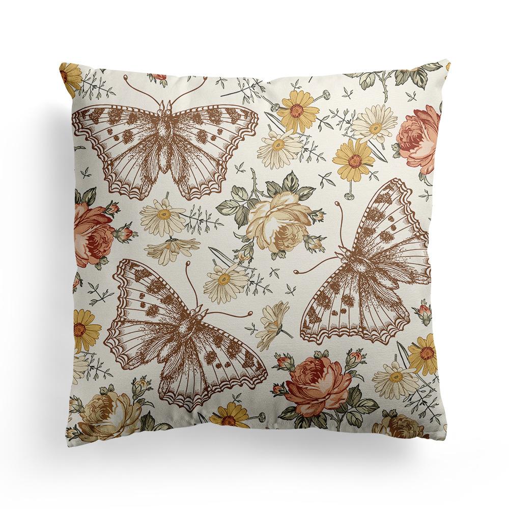 Floral Print Pillowcase, Home Peach Skin Velvet Material Sofa, Car Office Bedside Pillow and Cushion Cover