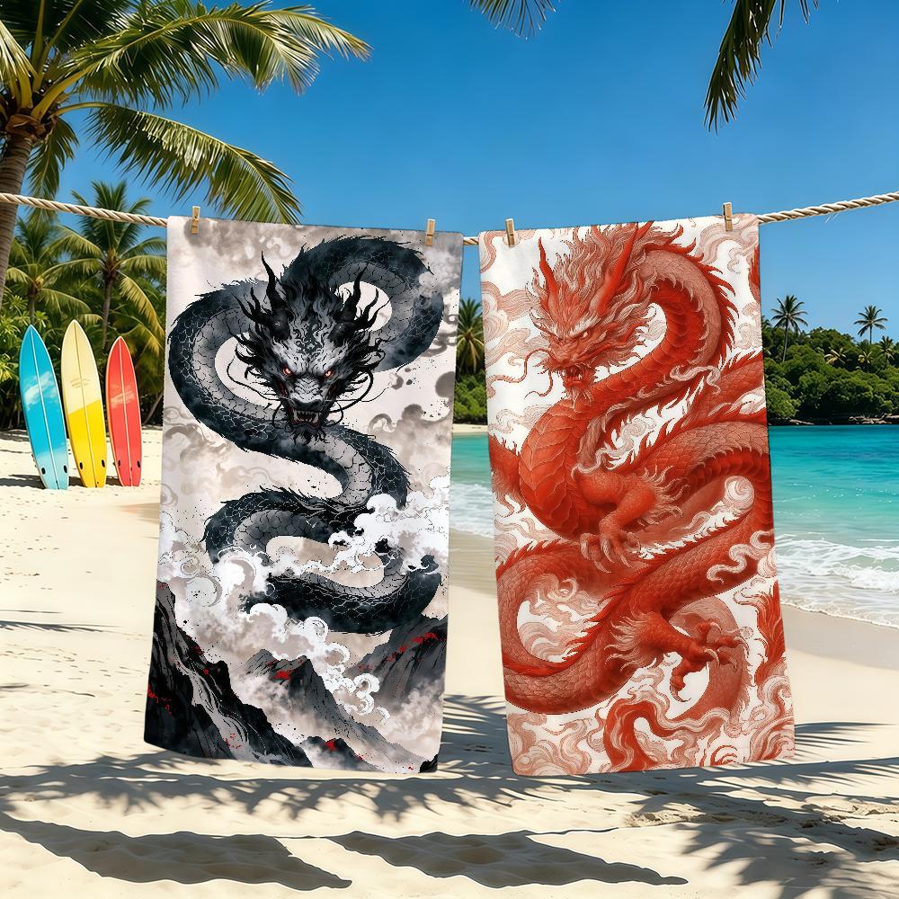Oriental Dragon Fashion Towel For Outdoor Camping Beach Towel Super Absorbent Quick-Drying Summer Towel