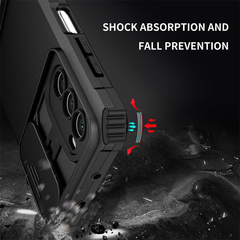 Para Motorola Moto G52 Case Kickstand Slide Câmera Lente Armadura Proteção Telefone Case Para Moto G22 G42 G 22 42 52 Suporte Tampa Traseira