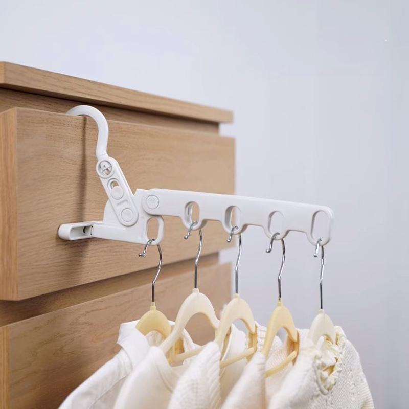 Portable Foldable Travel Hanger Folding Clothes Drying Rack Travel Hangers Hanging Rack with 5 Holes for Hotel Camping Travel