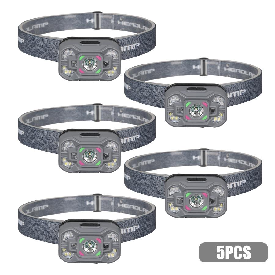 Outdoor Sensing LED Headlamps USB Rechargeable Headlight with 4 Modes Emergency Working Light Camping Waterproof Head Torch