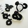 Halloween Black Cat Plush Headband with Tail and Bat Scrunchie Multi-Texture Set For Women Girls Cosplay Party Daily Wear