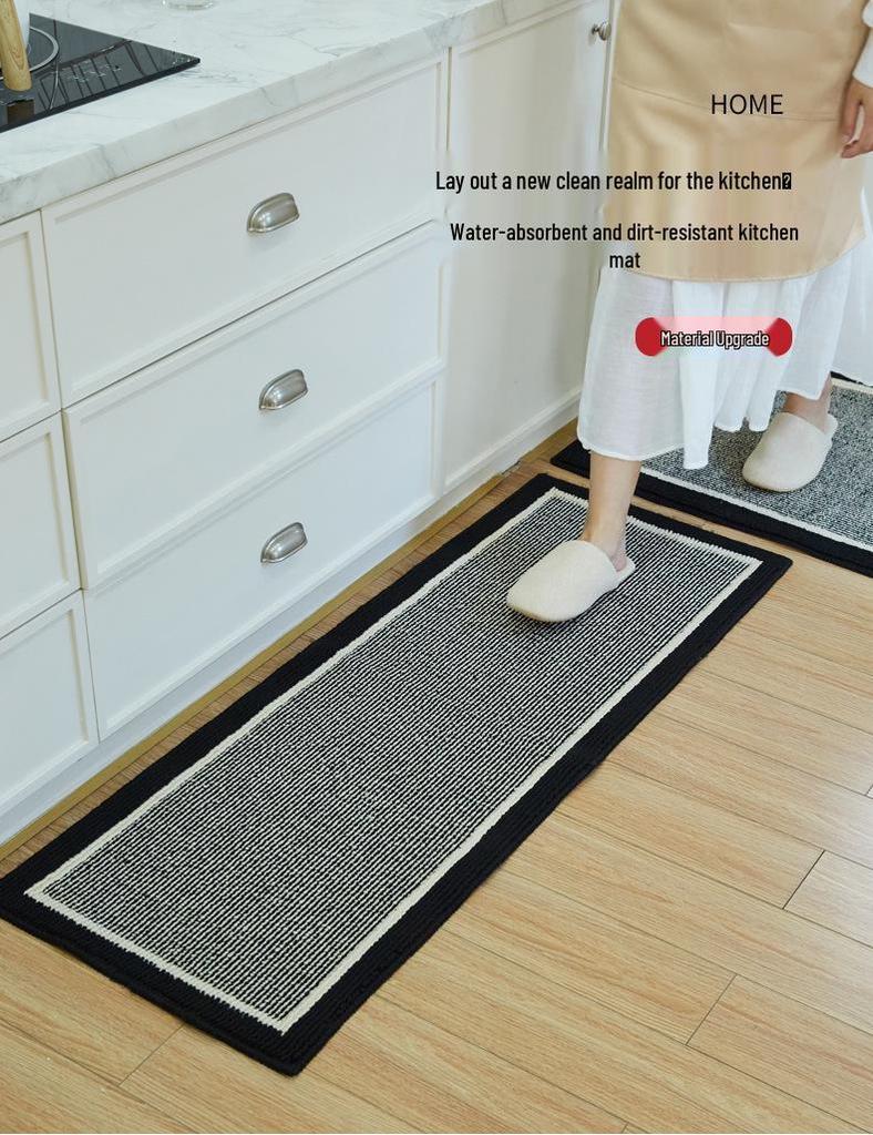 High-End Non-Slip Kitchen Floor Mat: Absorbent, Oil-Resistant, Wear-Resistant, Machine Washable Rug for Entrance.