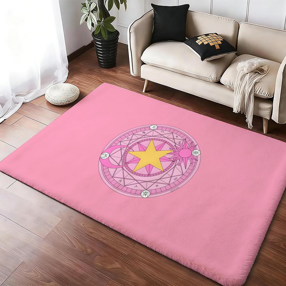 Kwaii C-Cardcaptor Sakura Floor Mat Cozy Flannel Soft Thick Non-Slip Mat For Living Room Bedroom Kitchen Decor Rugs