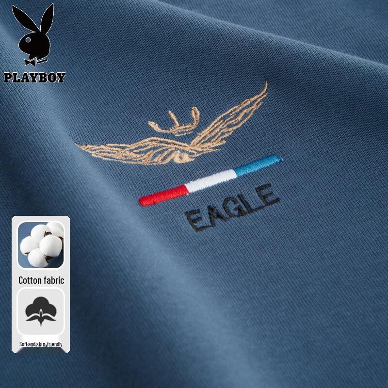 Playboy Men's Heavyweight Silk Blend Long Sleeve Crewneck Tee