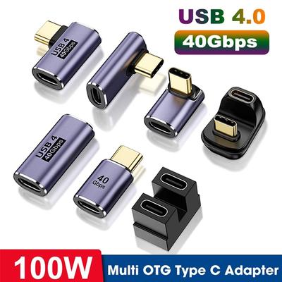 Adaptador de Metal USB 4.0 Tipo C OTG de 100W 40Gbps Transferencia Rápida de Datos Convertidor de Carga USB-C para Tableta Teléfono Macbook Air Pro Portátil