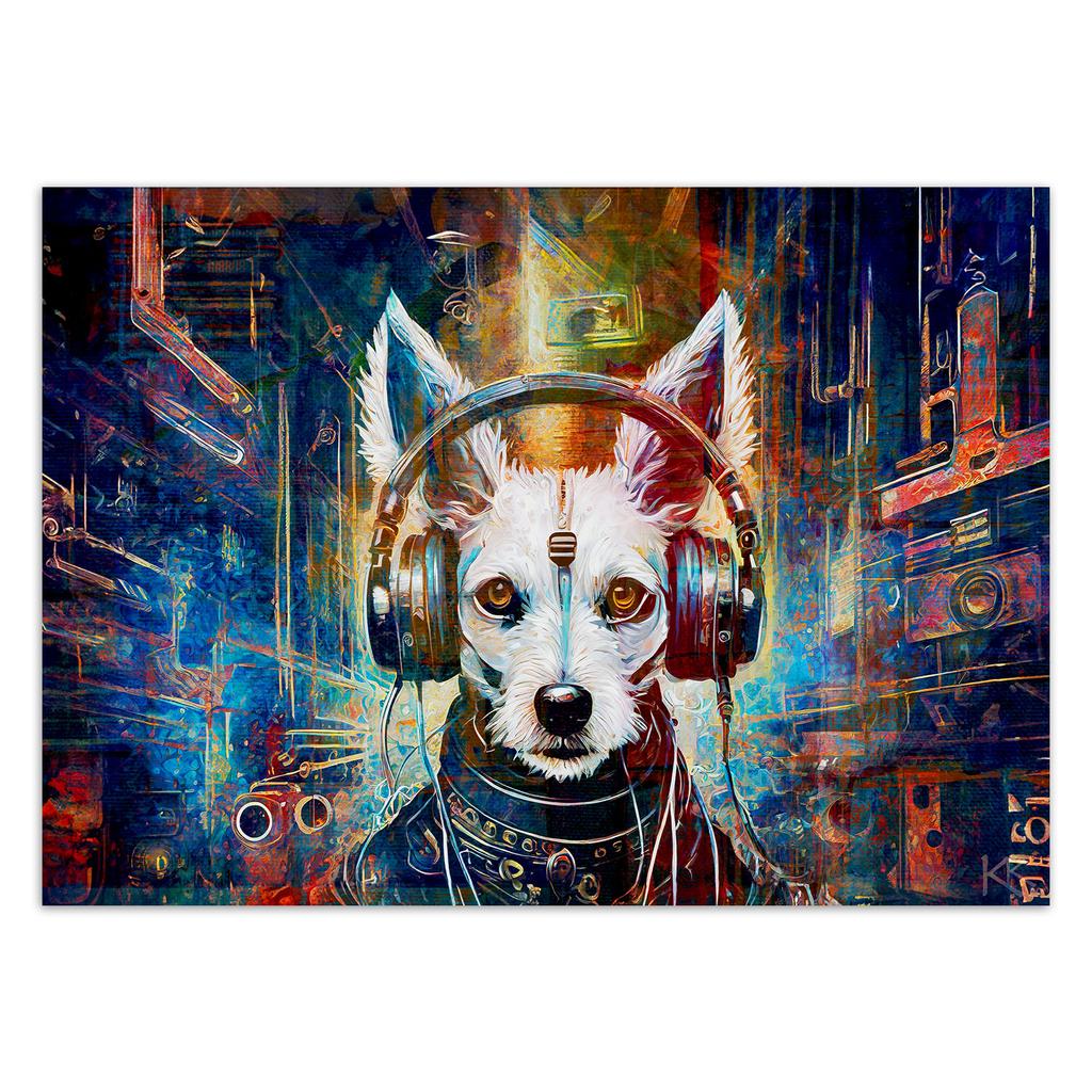 Wallpaper Dog in headphones Abstraction