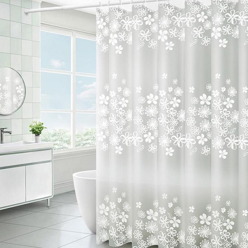1Pc Shower Curtain Waterproof PEVA DIY With Hooks Thickening Bathroom Decor 180*180CM