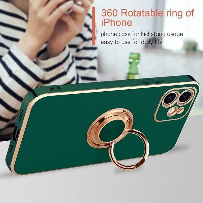 Schutzhülle - E.F.CONNECTION - für iPhone 13 Pro - Nachtgrün - Weiches TPU - Goldener Rand